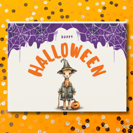 Cute Halloween Giraffe Wizard Happy Halloween Feiertagspostkarte