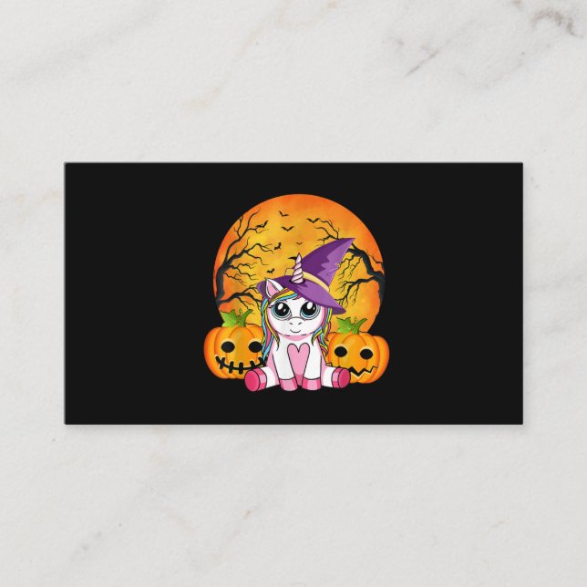 Cute Halloween Girls Witchy Unicorn Halloween Visitenkarte (Vorderseite)