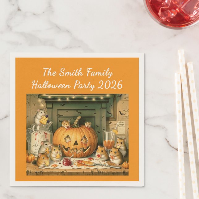 Cute Halloween Hamster Snack Party Serviette (Von Creator hochgeladen)
