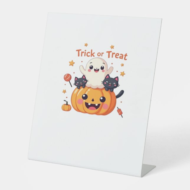 Cute Halloween - Kawaii Ghost and Black Cats Class Sockelschild (Vorderseite)