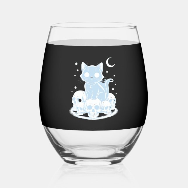 Cute Halloween Kitten Cat Gothic Aesthetic Essenti Weinglas Ohne Stiel (Vorderseite)