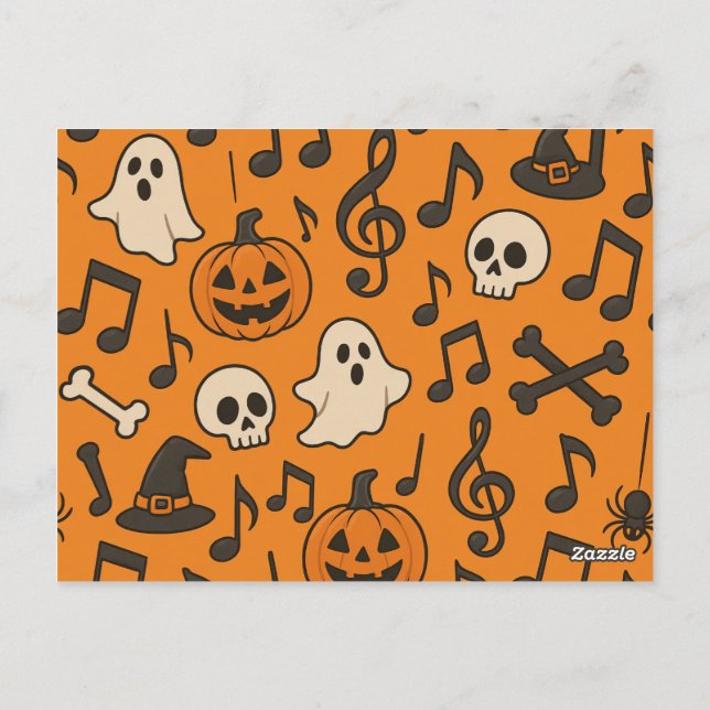 Cute Halloween Music postcard Postkarte (Rückseite)