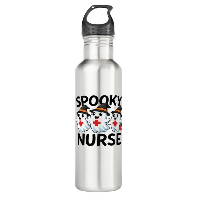 Cute Halloween Nurse Ghosts Cartoon Classic T-Shir Edelstahlflasche (Vorderseite)