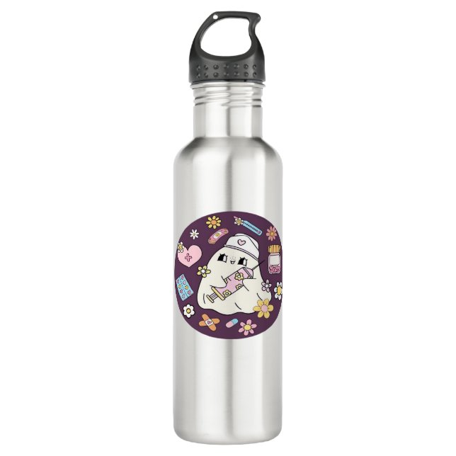 Cute Halloween Nurse Oversized T-Shirt Edelstahlflasche (Vorderseite)