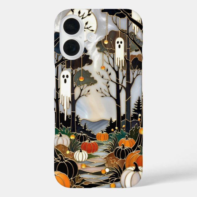 Cute Halloween Phone Case Ghost Pumpkin Forest (Rückseite)