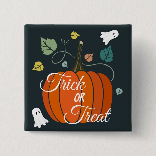 Cute Halloween Pumpkin and Ghosts Trick or Treat  Button (Vorderseite)