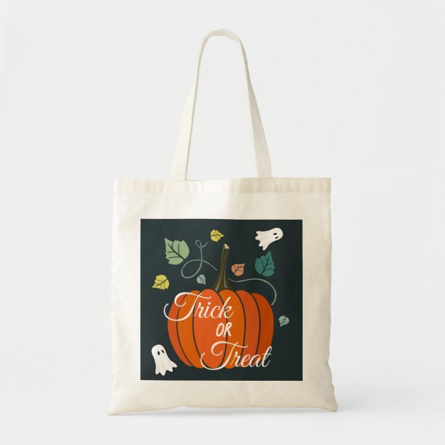 Cute Halloween Pumpkin and Ghosts Trick or Treat  Tragetasche (Vorne)
