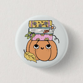 Cute Halloween Pumpkin Book Lover Button