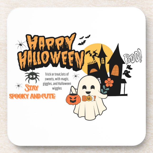 Cute Halloween Pumpkin Coaster – Kid-Friendly Spoo Getränkeuntersetzer (Vorderseite)