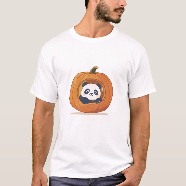 Cute Halloween Pumpkin Panda T-Shirt (Vorderseite)