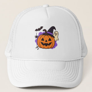 Cute Halloween Pumpkin with Witch Hat – Ghost & Ba Truckerkappe