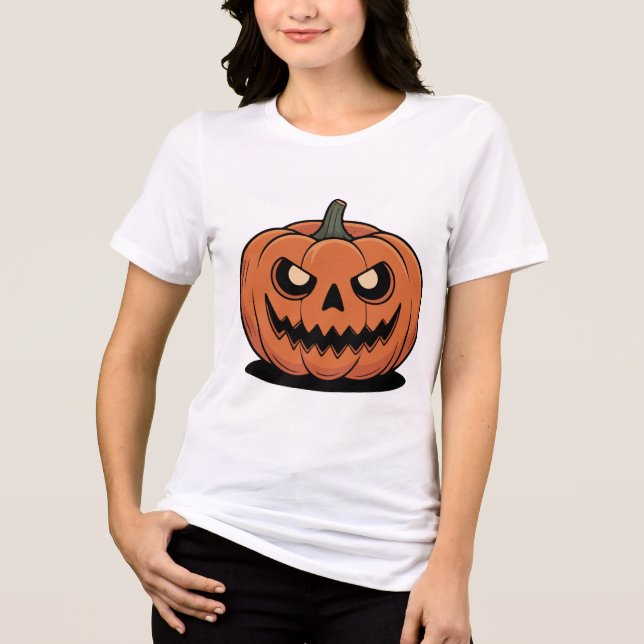 Cute Halloween Pumpkin Women’s White T-Shirt Tri-Blend Shirt (Vorderseite)
