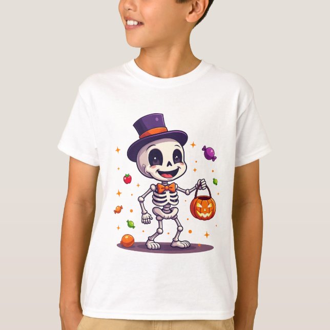 Cute halloween skeleton candy t-shirt design (Vorderseite)