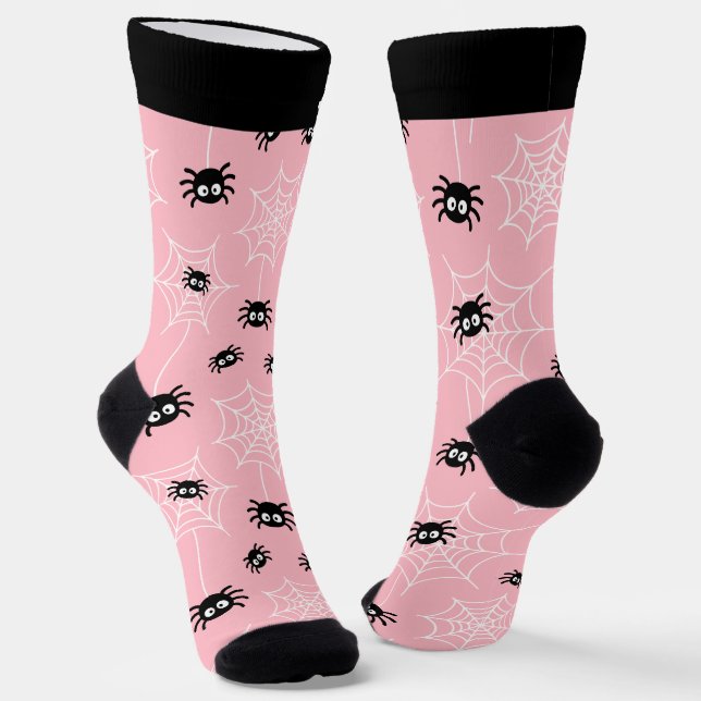 Cute Halloween Spider and Web Socks with Name Socken (Gewinkelt)