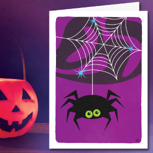 Cute Halloween Spider Purple Blank Karte