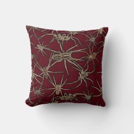 Cute Halloween Spiders on Blood Red Kissen
