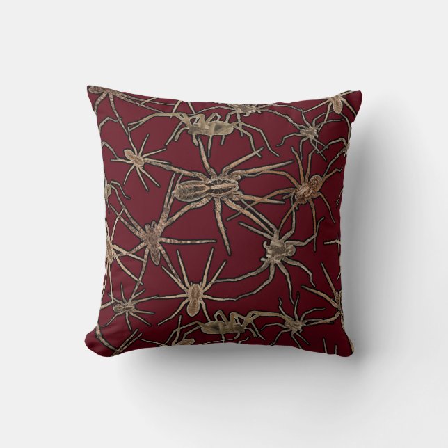 Cute Halloween Spiders on Blood Red Kissen (Vorderseite)