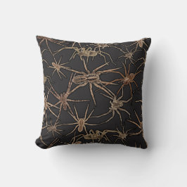 Cute Halloween Spiders on Midnight Black Kissen