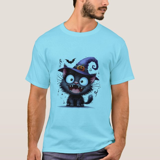Cute Halloween Witch Cat Pumpkin Hat Sticker ✨🐾🎃 T-Shirt (Vorderseite)