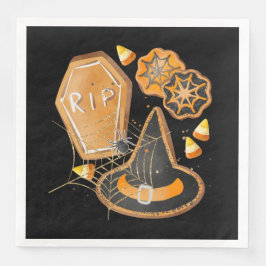 CUTE HALLOWEEN WITCHES HAT COFFIN SPIDER WEBS SERVIETTE