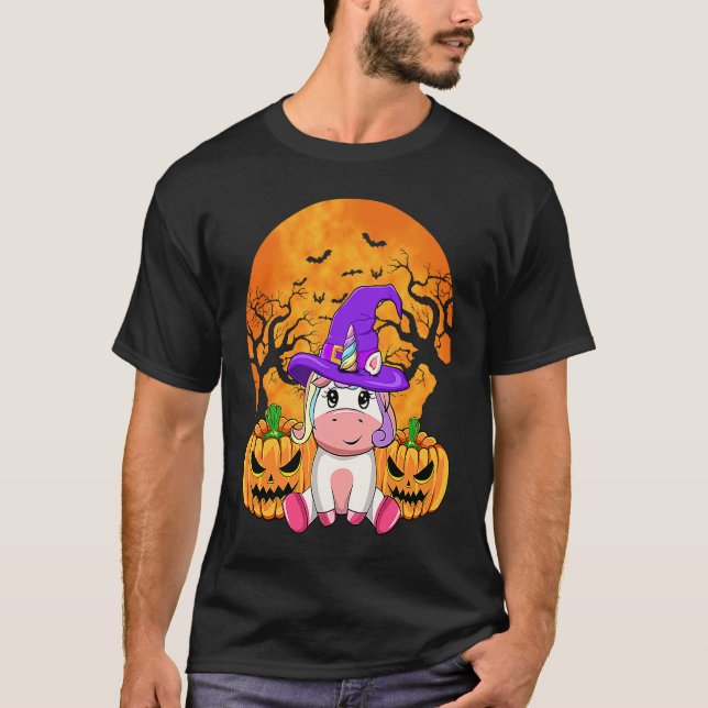 Cute Halloween Witchy Unicorn Halloween Custome T-Shirt (Vorderseite)