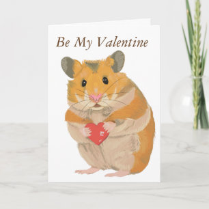 Cute Hamster Holding a Heart Feiertagskarte