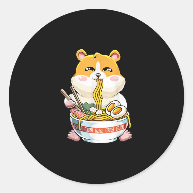 Cute Hamster Kawaii Ramen Runder Aufkleber (Vorderseite)