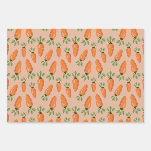 Cute Hand-drawn Carrots Seamless Pattern Geschenkpapier Set (Vorderseite)