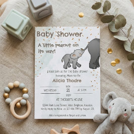 Cute Hand Drawn Elephant Little Peanut Baby Shower Einladung