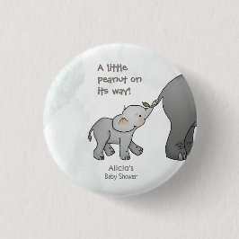 Cute Hand Drawn Elephant Little Peanut BabyShower Button