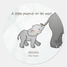 Cute Hand Drawn Elephant Little Peanut on its way Runder Aufkleber