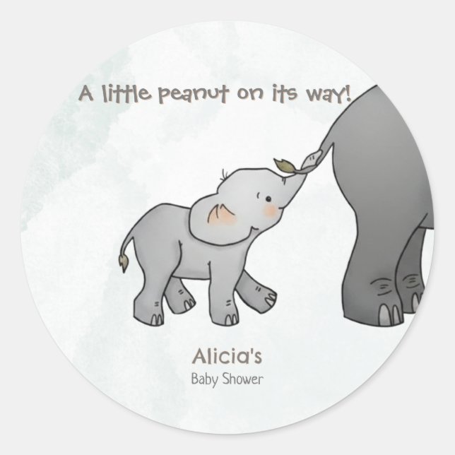  Cute Hand Drawn Elephant Little Peanut on its way Runder Aufkleber (Vorderseite)