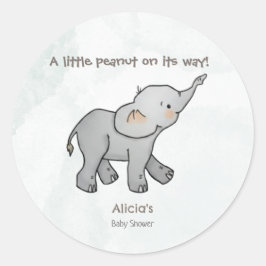 Cute Hand Drawn Elephant Little Peanut on its way Runder Aufkleber