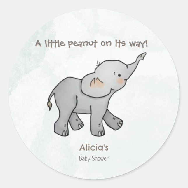  Cute Hand Drawn Elephant Little Peanut on its way Runder Aufkleber (Vorderseite)