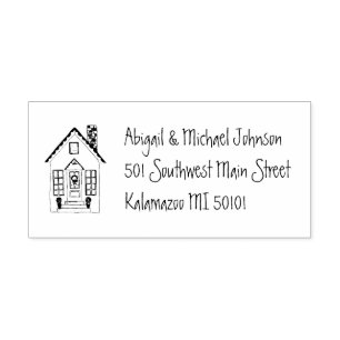 Cute Hand-Drawn House Name & Address Stamp Permastempel