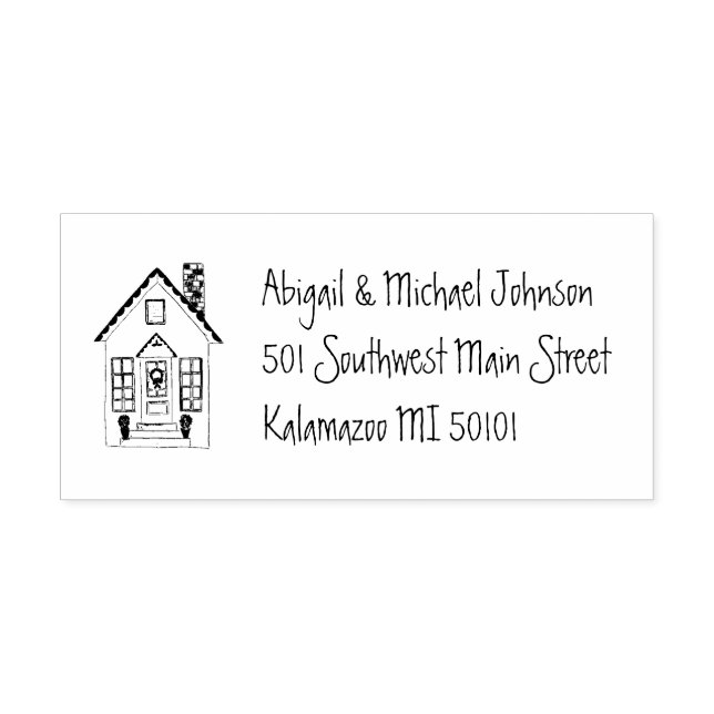 Cute Hand-Drawn House Name & Address Stamp Permastempel (Design)