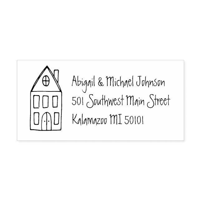 Cute Hand-Drawn House Name & Address Stamp Permastempel (Design)
