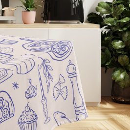 Cute Hand Drawn Italian Food and Flowers Tischdecke