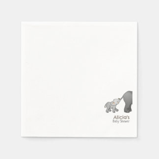 Cute  Hand Drawn Little Elephant Baby Shower Serviette