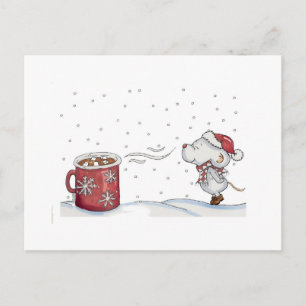 Cute hand drawn mouse design for Christmas Feiertagspostkarte