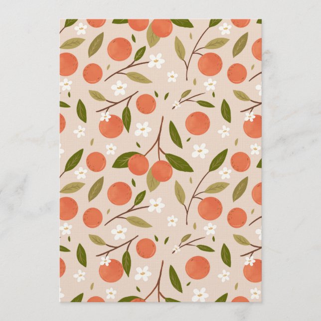 Cute Hand-drawn Orange Blossom Seamless Pattern Einladung (Vorderseite)