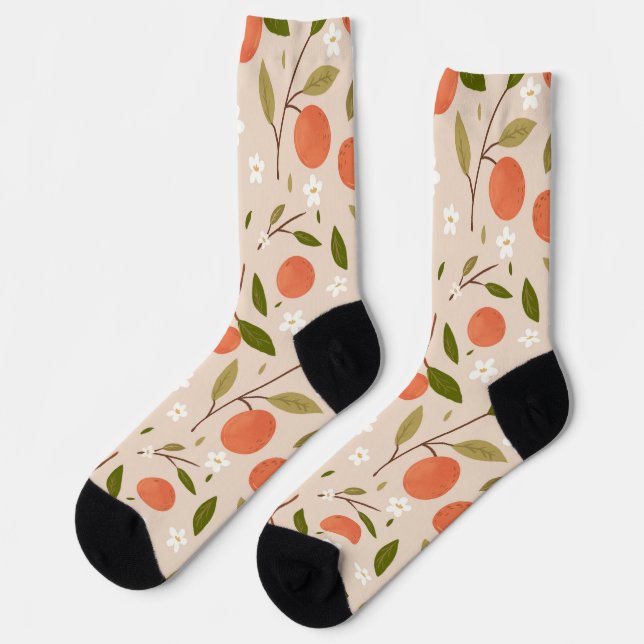 Cute Hand-drawn Orange Blossom Seamless Pattern Socken (Linkes Detail)