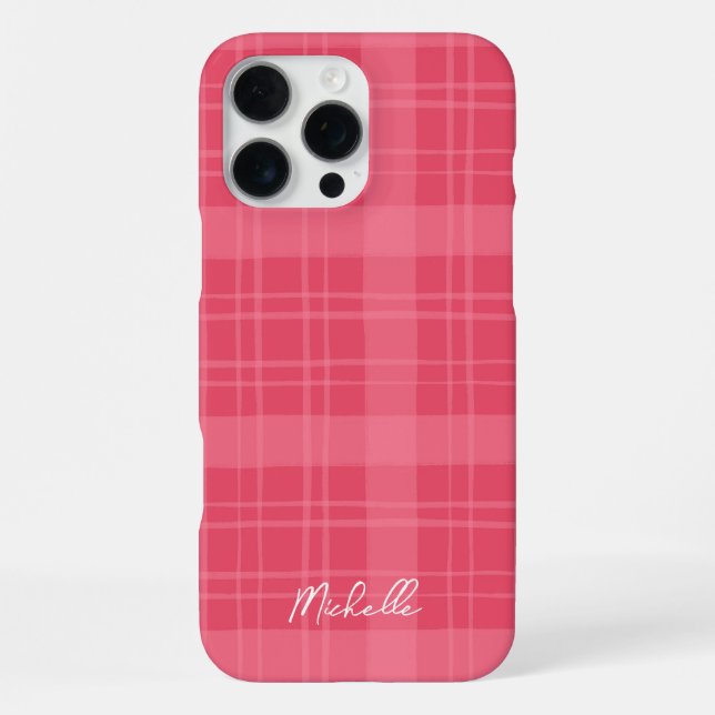 Cute Hand-Drawn Red Plaid  iPhone Hülle (Rückseite)