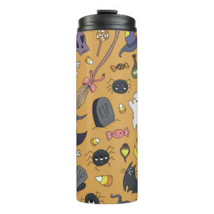 Cute hand drawn seamless patterns with cute hand d thermosbecher