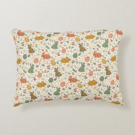 Cute Hand Drawn Spring Bunnies Accent Pillow Dekokissen