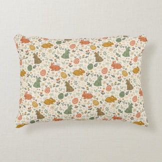 Cute Hand Drawn Spring Bunnies Accent Pillow Dekokissen