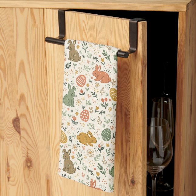 Cute Hand Drawn Spring Bunnies Kitchen Towel Geschirrtuch (Drittel gefaltet)