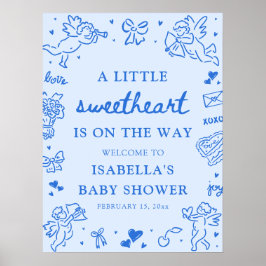 Cute Hand Drawn Valentine Baby Shower Welcome Sign Poster