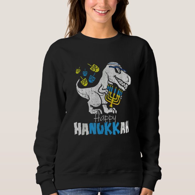 Cute Hanukkah Rex Dinosaur Menorasaurus Chanukah B Sweatshirt (Vorderseite)
