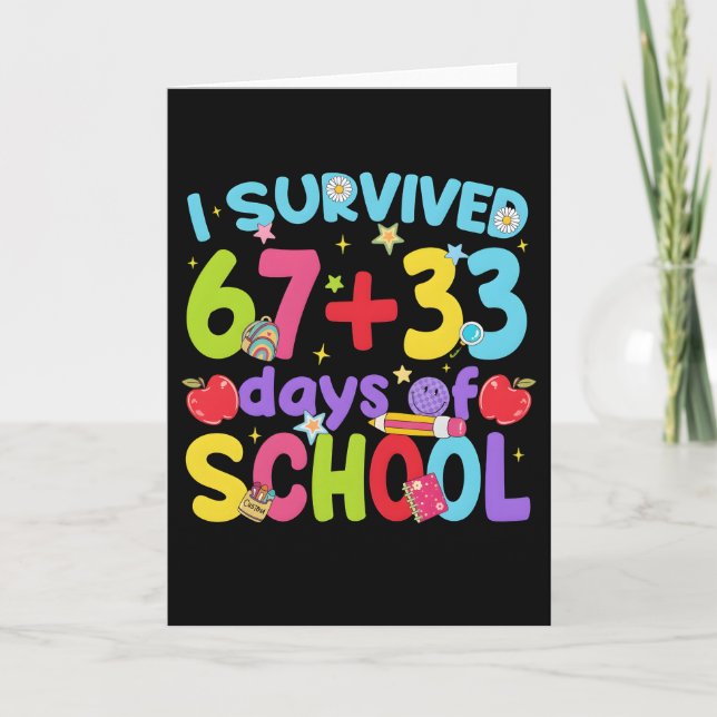 Cute happy 100 days of school first day of school karte (Vorderseite)